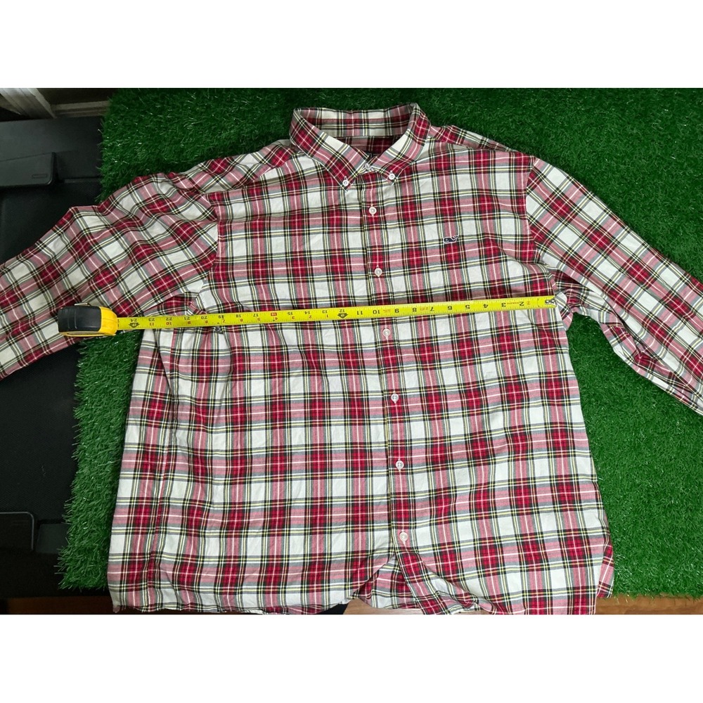 Vineyard Vines Mens XXL Classic Fit Whale Shirt Red White Plaid Cotton Button Up